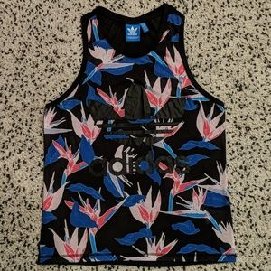 Black adidas tank top with floral pattern